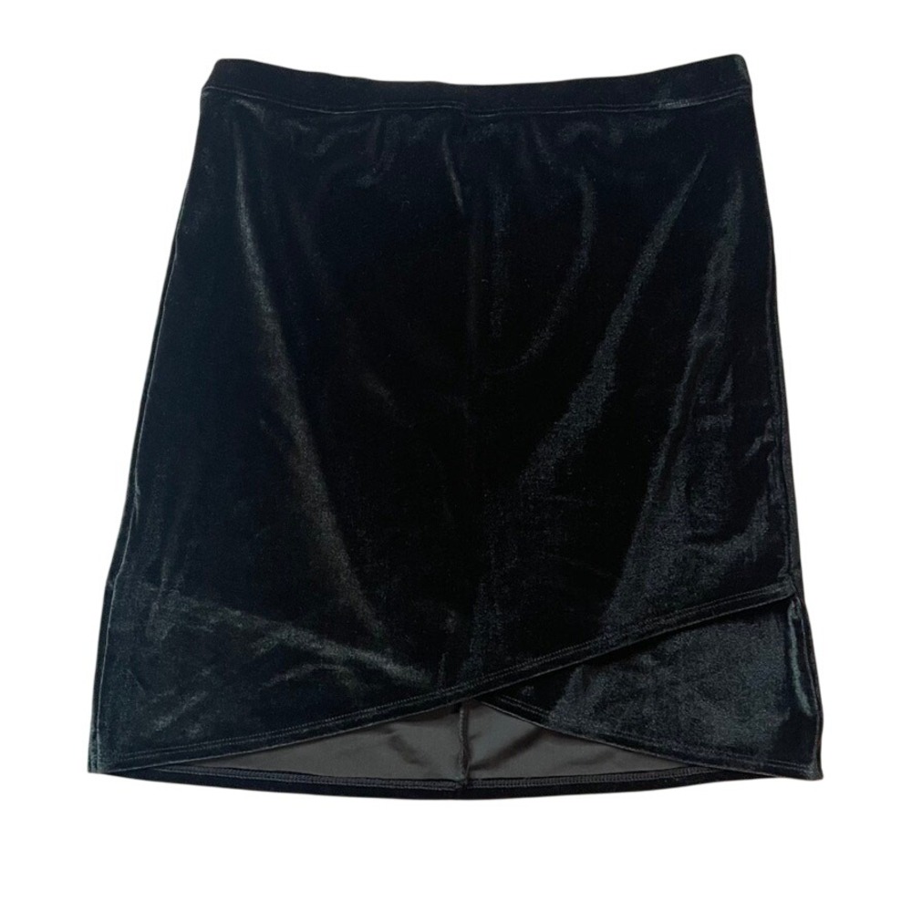 Hollister Black Velvet Pencil Skirt Small Asymmetrical Pull On Mini Skirt